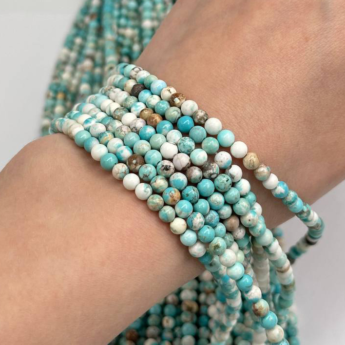 Бусины Турквенит гладкий пористый глянцевый размеры 6мм 8мм 10мм 12мм натуральный камень