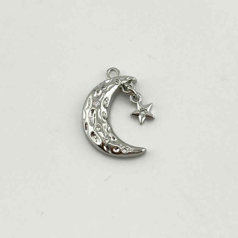 Подвеска Луна размер 12,5*18,5мм цвет серебро