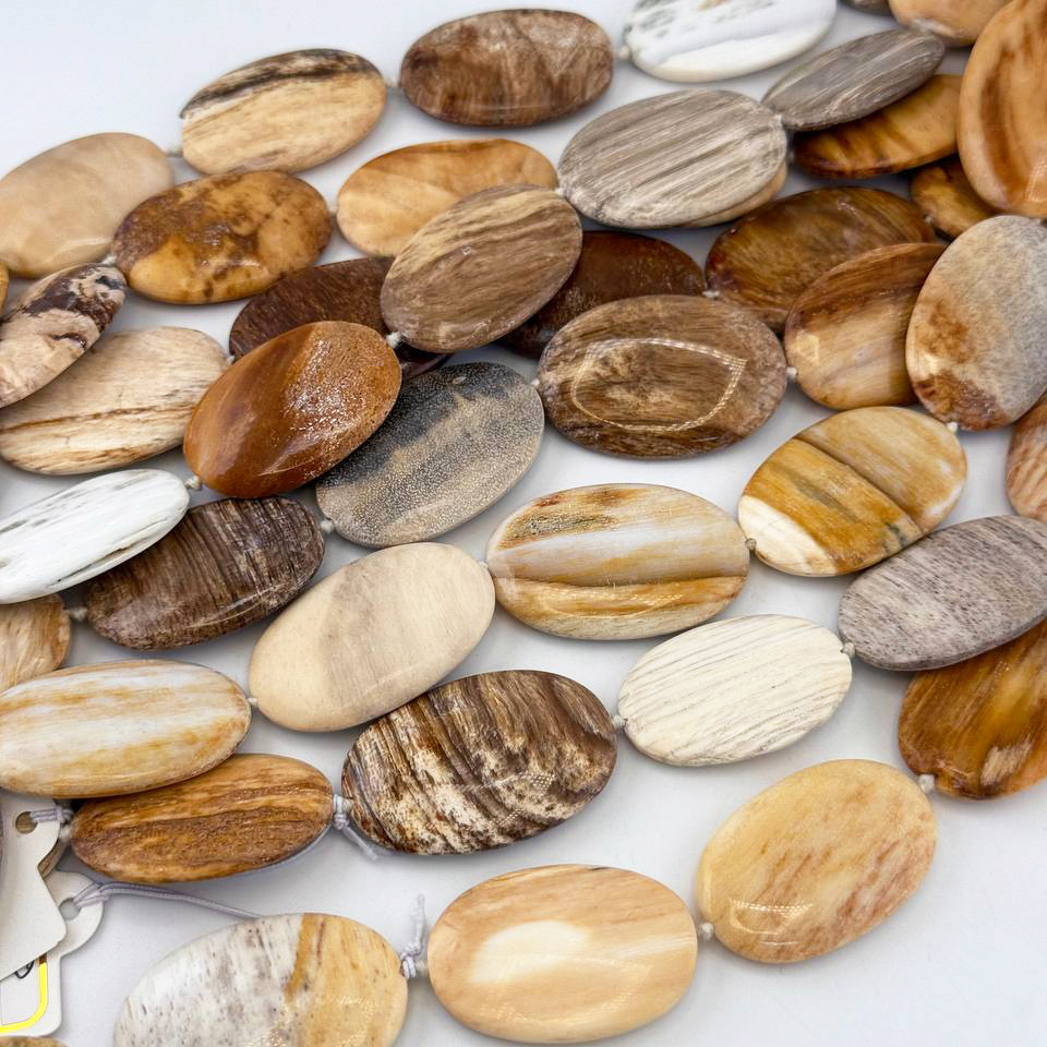 Бусины Окаменелое дерево размер 23*33мм натуральный природный камень