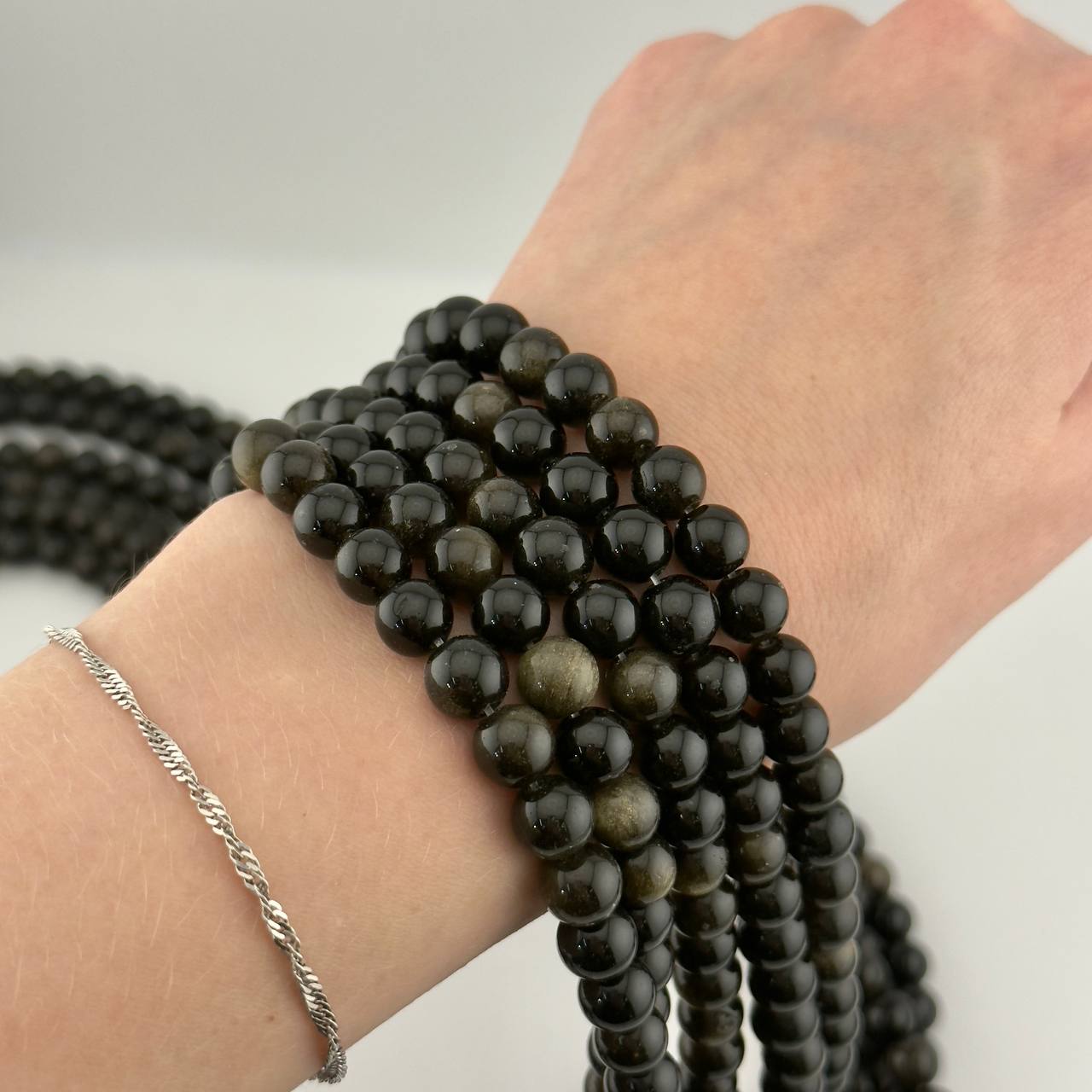 Золотистый Обсидиан размеры 6мм 8мм 10мм 12мм натуральный камень
