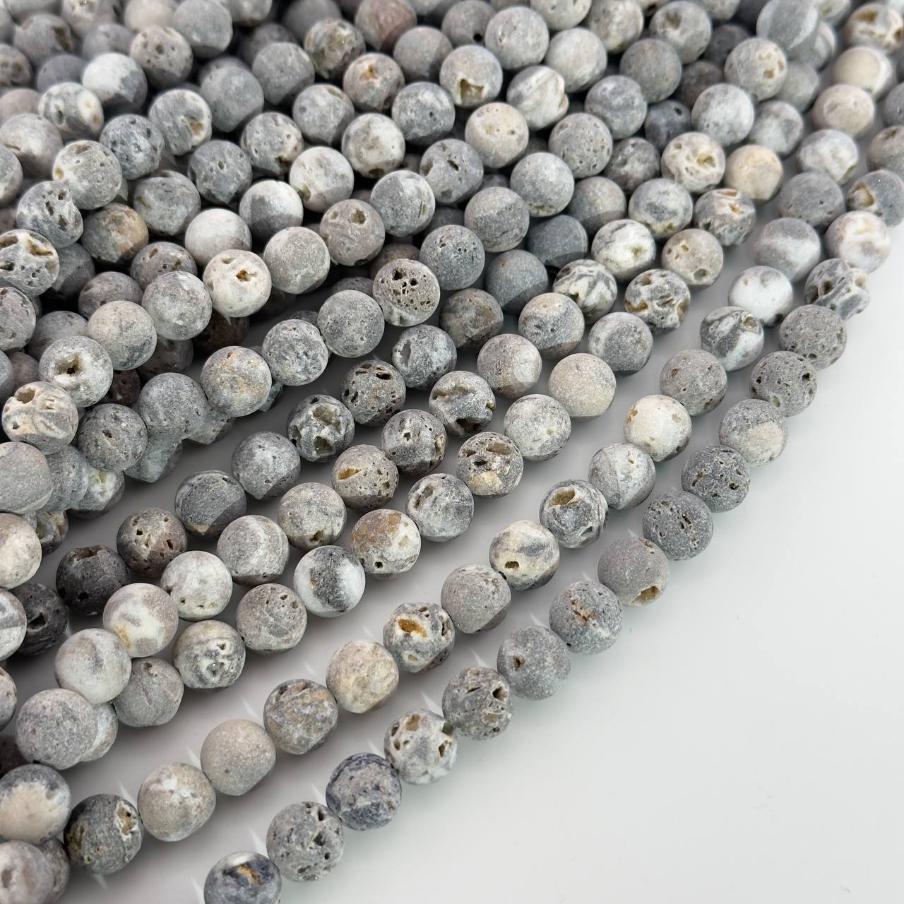 Бусины Агат серый матовый размер 6мм 8мм 10мм натуральный камень